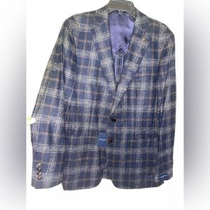 Peter Millar Wool Blend Plaid Sport Coat Jacket. Mens 40R